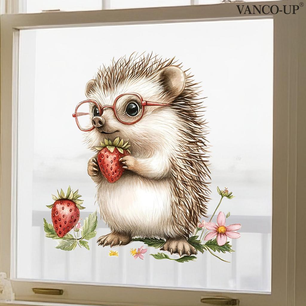 Cartoon Animal Floral Butterfly Window Stickers, PVC Static Cling Glass Decals for Window Storefront Home Decoration