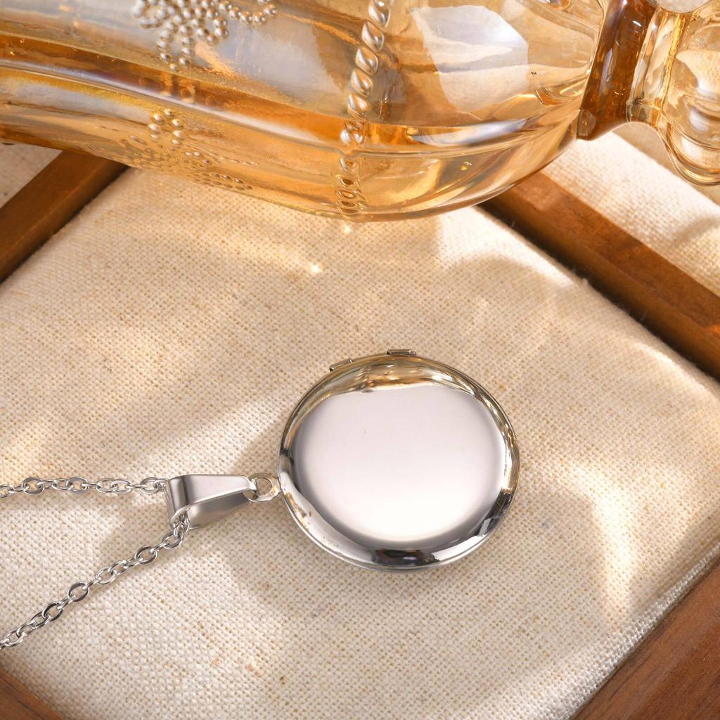 Collane Ciondolo Cornice Foto Personalizzabile Gratuita Vnox, Ciondolo Rotondo Contiene Immagine Foto, Collane Medaglione Commemorativo d'Amore Regalo per Donne