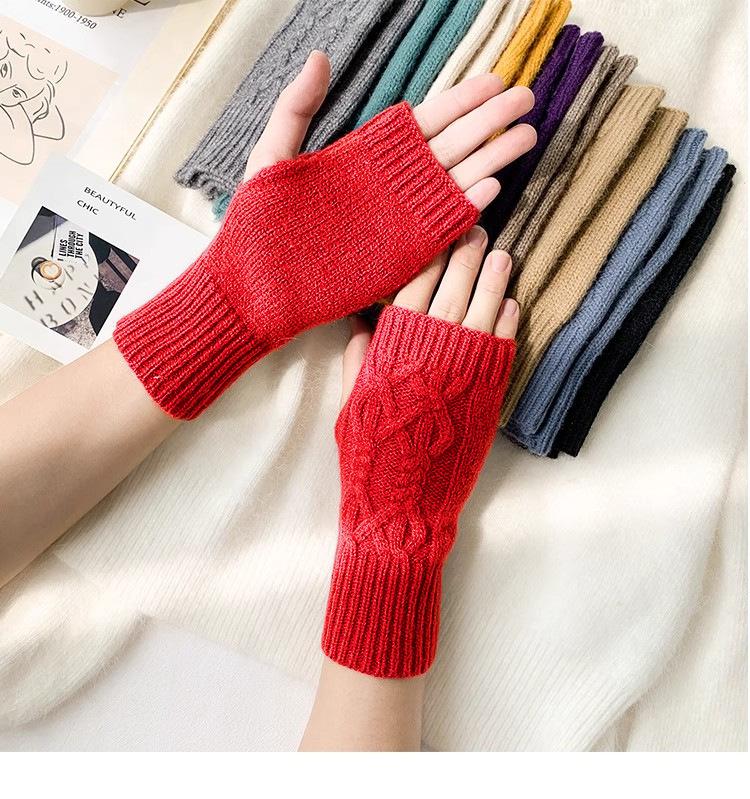 Half Finger Gloves for Women Winter Soft Warm Knitting Gloves Soft Warm Half Finger Unisex Mitten Guantes