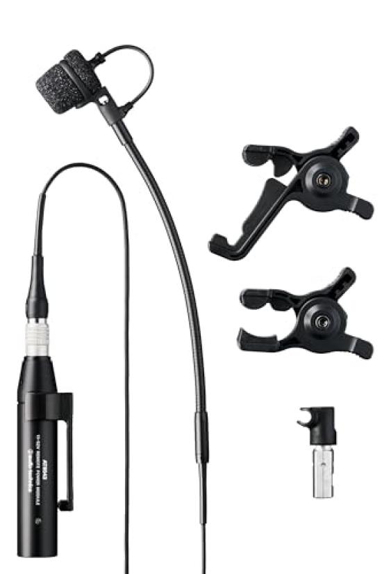 

Конденсаторний мікрофон Audio-Technica ATM355VF для скрипки, флейти та інших інструментів, з XLR фантомним живленням, монтажним адаптером та вітрозахистом, Високий