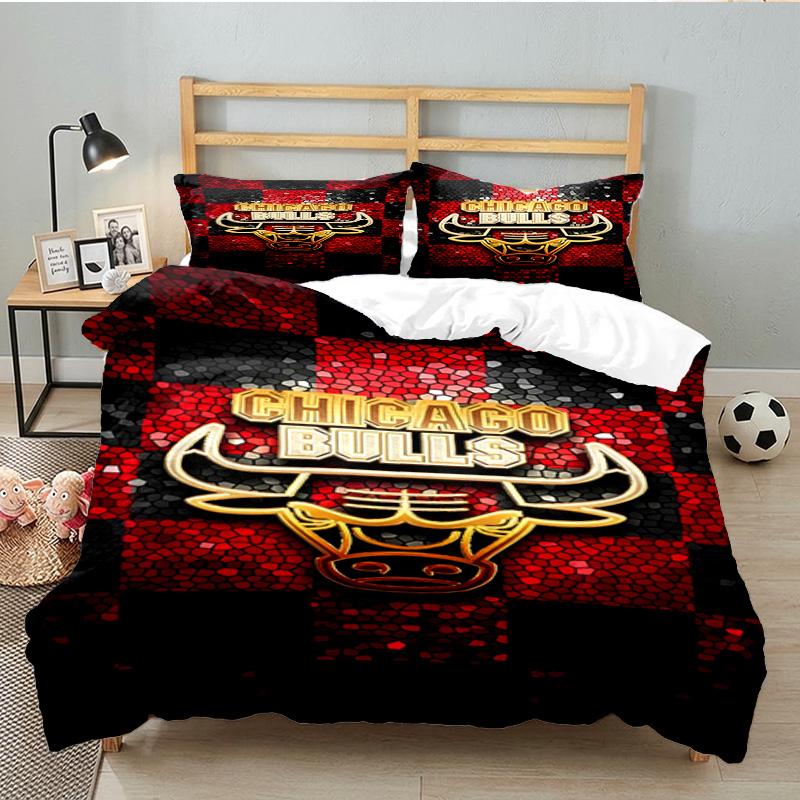 Red Bulls Basketball 3PCS Bedding set,Ideal for 1pc Duvet Cover And 2pcs Pillowcases Perfect for Fan gift,Ideal for Bedroom, Dormitory