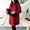 Women Fall Winter Trench Coat Double-breasted Thick Warm Vintage Woolen Mid Length