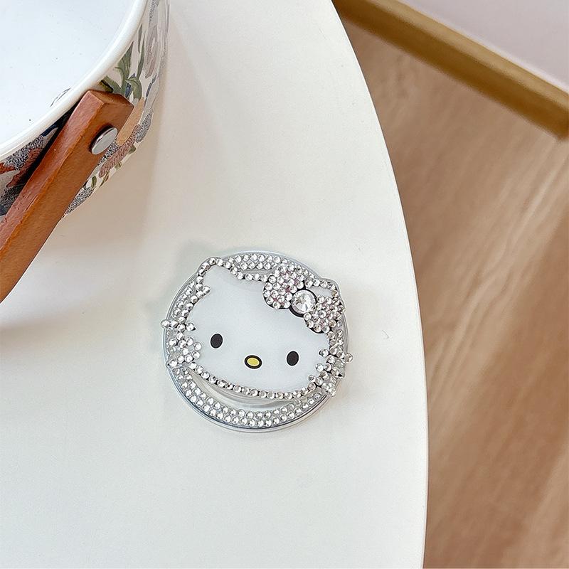 

Cartoon Kt Cat Rhinestone Magnetic Mobile Phone Airbag Bracket Telescopic Advanced Sense Ring Desktop Support Gift