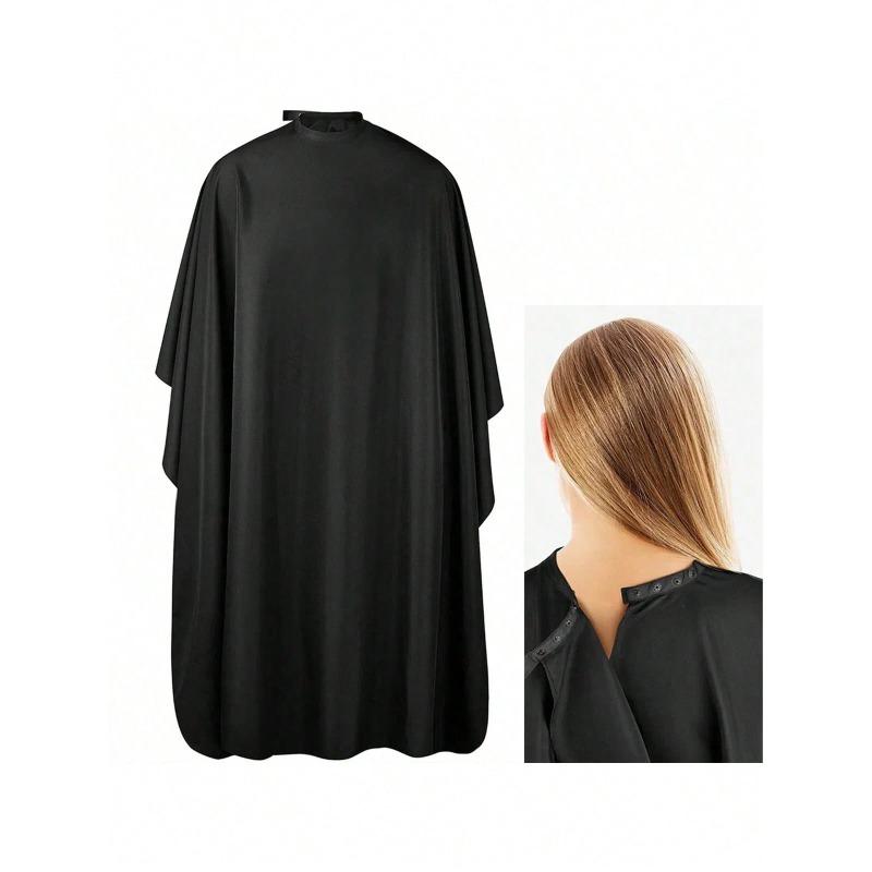 1pc Barber Cape Professional Large Hair Cutting Cape With Snap Closure, Unisex Adults Black Haircut Salon Cape Hairdresser Styling Cape