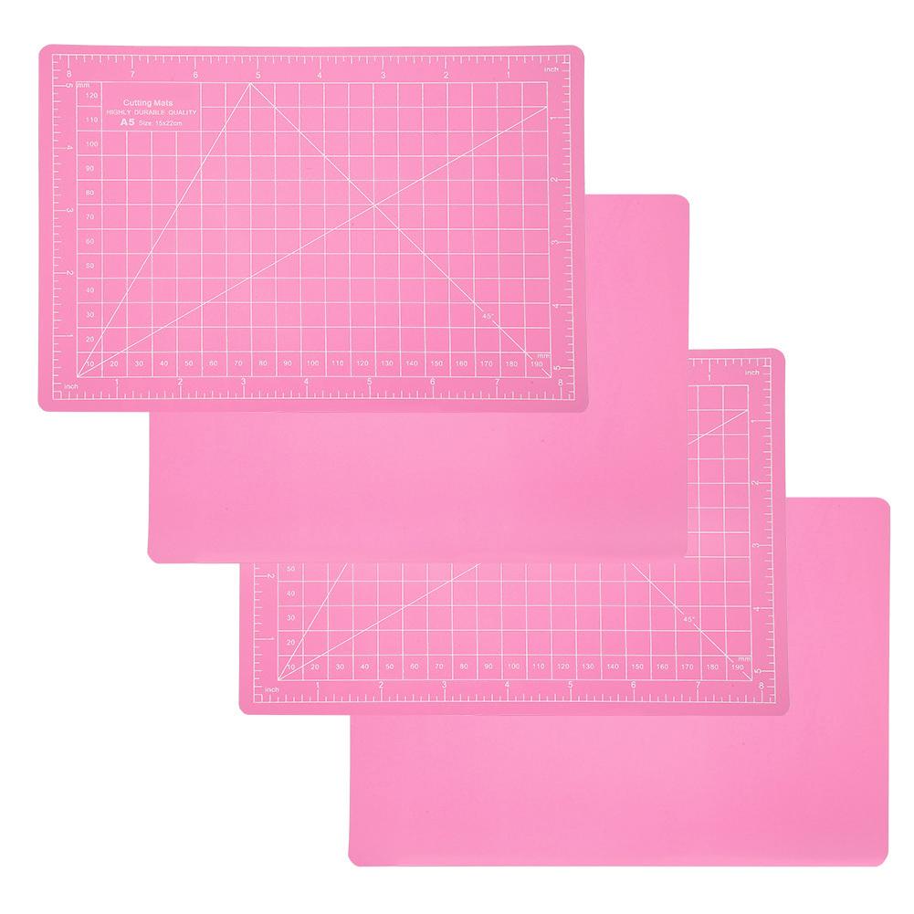 4 szt. Mata do cięcia A5 Różowa PVC Model Podkładka do cięcia Rękodzieło Papier Rzeźbienie Grawerowanie Skala