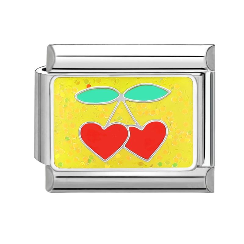 Cartoon Cute Cats Heart Eyes Flowers Cheese Beads Fit 9mm Italian Charms Link Bracelet Stainless Steel Jewelry DIY Making Gifts