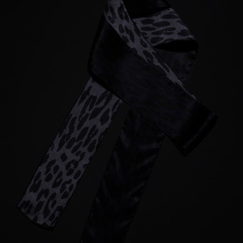 RECLOW LEOPARD SILK LONG SCARF NAVY Scarf