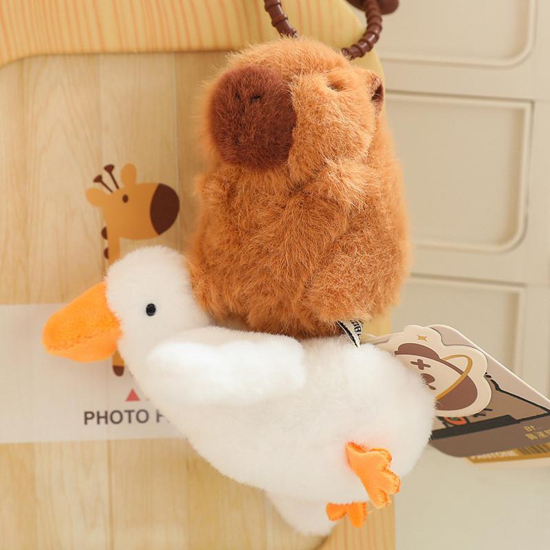 Delightful Capybara Plush Hanging Keychain Made From Luxurious Mink Plush Fabric