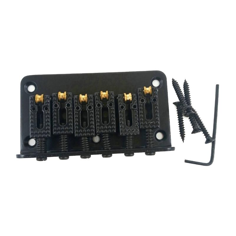 

78mm 6 String Guitar Roller Saddle Hardtail Bridge Top Load Tailpiece Replacement Kits with L Shaped Wrench Mount Screws чёрный