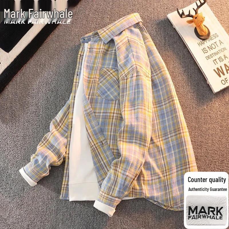 

Mark Fairwhale Men s Plaid Long-Sleeve Casual Shirt 3XL