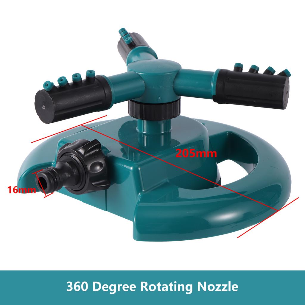360 Degree Rotary Sprinkler 3 Arm Base Sprinkler Adjustable Spray Direction 1/2" Quick Connector Garden Yard Lawn Sprinkler