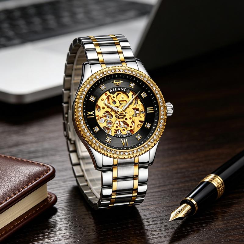 AILANG Business Men's Hollow Watch Top Brand Automatic Mechanical Watch Trend Luminous Waterproof New Clock For Men Reloj Hombre