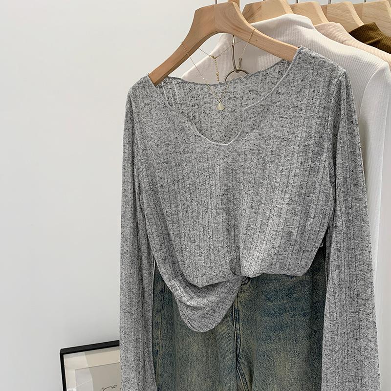 Jane Manni Summer Sunscreen Blouse Women's Loose Sweet Fungus Edge Thin Long-sleeved Lazy T-shirt Hollow Top