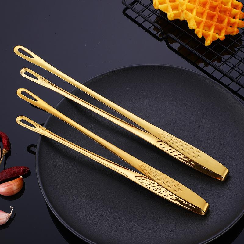 304 Stainless Steel Barbecue Food Tongs Long Handle Non-Slip Hollow Meat Salad Clip Kitchen Accessories