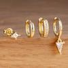 4PCS Stainless Steel Cubic Zircon Dangle Earring Set for Women Unique Geometric Triangle Pendant Earring Piercing Jewelry