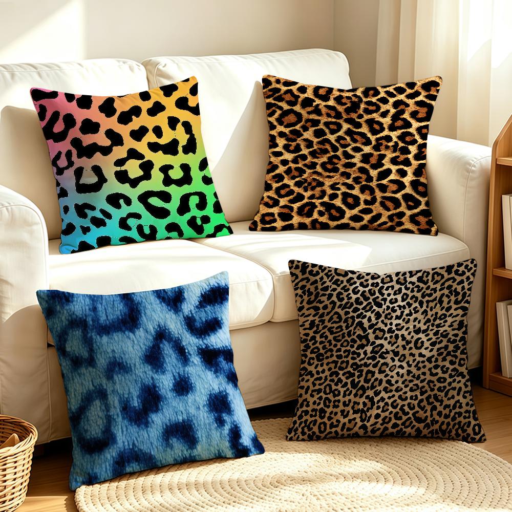 Leopard Print Cushion Cover Antidustmite Sofa Cushion Decorative Office Cover Lounge Area Indoor Outdoor Use