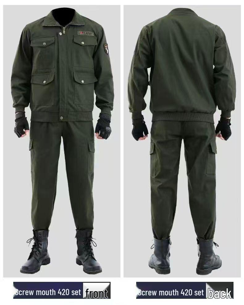 Spring & Autumn Men's Workwear Set: Anti-Scald, Wear & Dirt Resistant for Welding, Auto Repair, and Construction