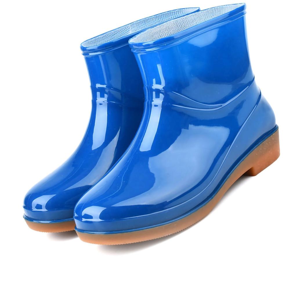 Womens Rain Boots Fashion Antiskid Short Rain Boot Round Head Radian PVC Plastic Rain Boots