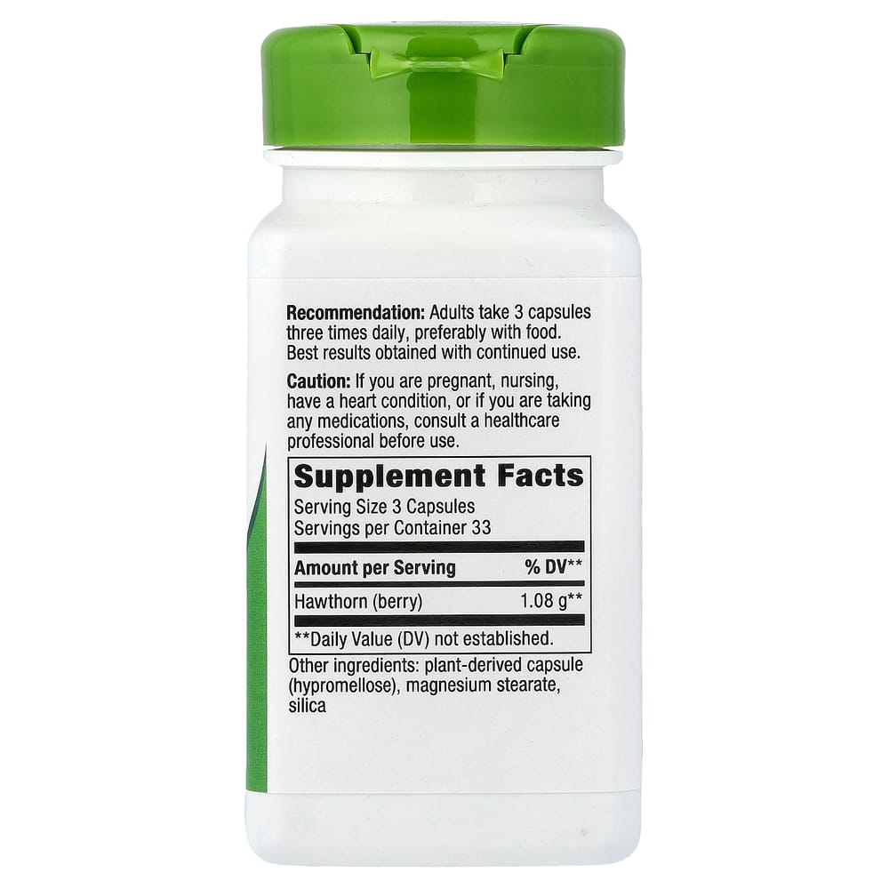 Nature's Way Hawthorn Berry 1530mg Veggie Capsules, 100 Count (510mg per capsule)