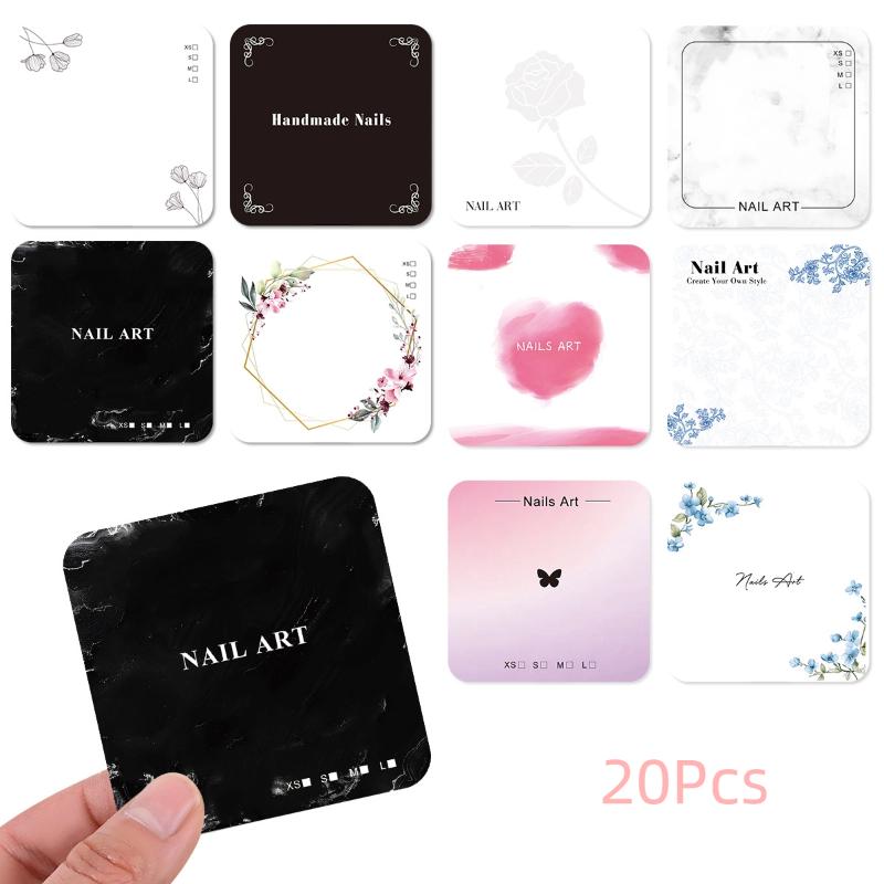 20 Sheets Press On Nail Bottom Flower Pattern Cardboard Photo Prop Handmade False Nail Art Tips Display Show Card Manicure Tools