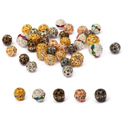6/8mm 20ks kovových mosazných dutých štrasových kuličkových korálků pro vlastní výrobu šperků