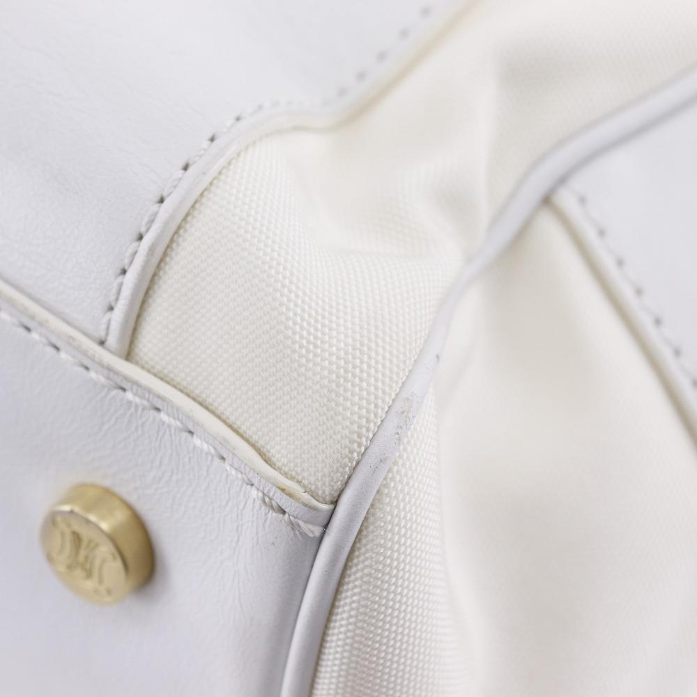 Celine Mini Boston Handtasche 2004 Olympische Spiele Athen Limited Weißes Nylon-Canvas/Leder Damen Gebraucht