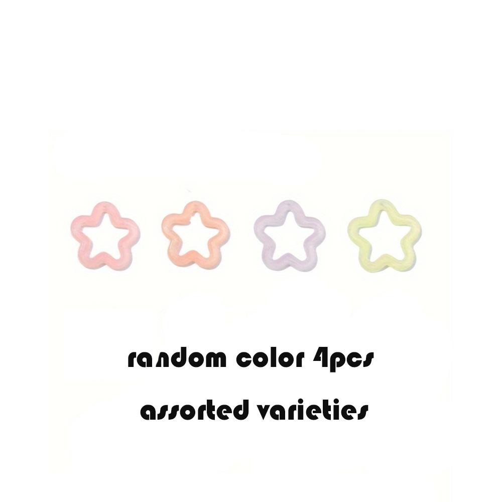 

4/18 шт випадкового змішаного кольору, акрил, сяючий тонкий блискучий порожнистий пентаграма DIY браслет намисто сережки брелок браслет кулон 4pcs