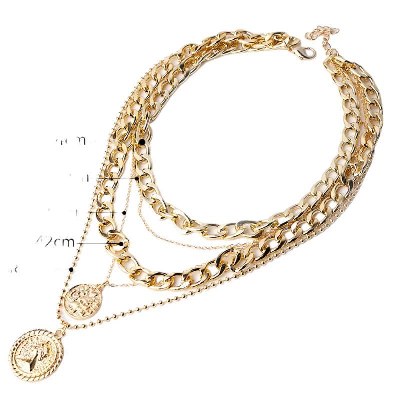 European & American Hip-hop Multi-layered Portrait Pendant Necklace for Women