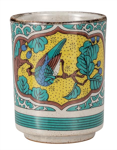 Nakamaru  Kutani Ware  Large Teacup, Old Kutani Flower and Bird Design K9-713