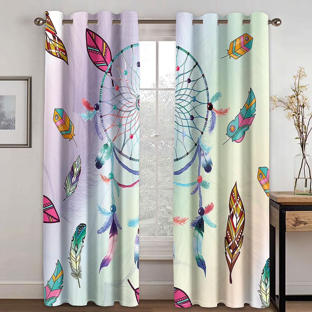 Dreamcatcher Printed Woven Curtains Two Independent Curtains On The Left and Right Blackout Curtains for Bedrooms