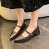 Retro Style Thick Heel Women Mary Jane Shoes Fashion Shallow Pointed Toe Ladies Comfort Office Pumps Footwear