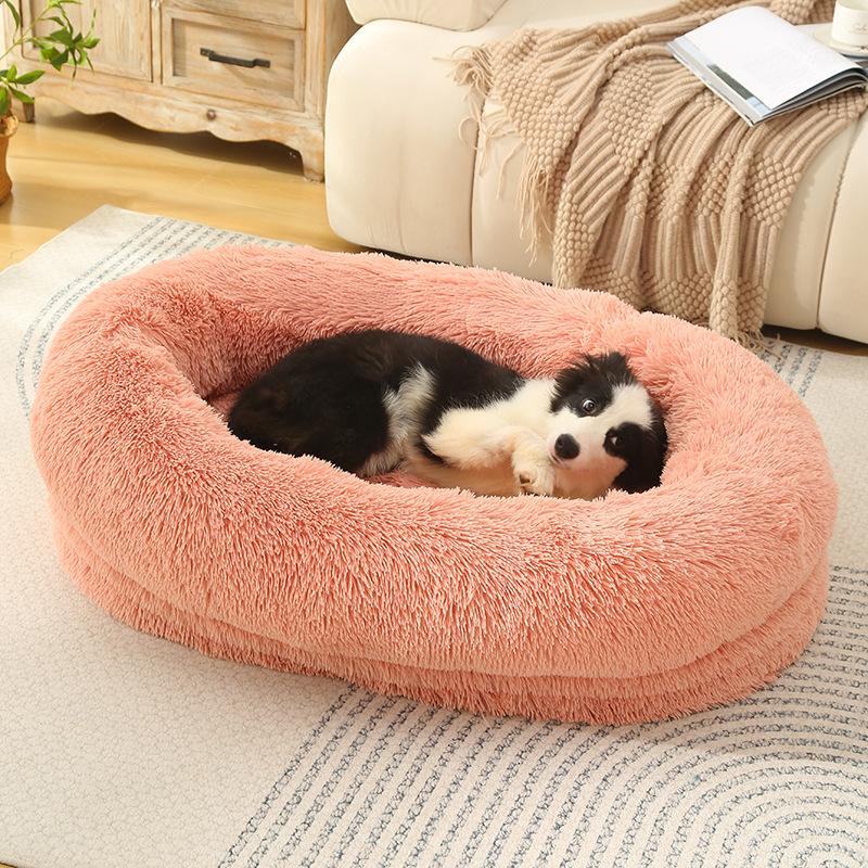 Round Plush Pet Bed for Dogs Cats Fluffy Warm Soft Circle Cushion Mat Detachable Washable Dog Sofa for Kennel Cozy Sleeping Mattress