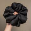Korean-Style Satin Extra-Large Black Hair Tie: Elegant Texture & High-End Feel