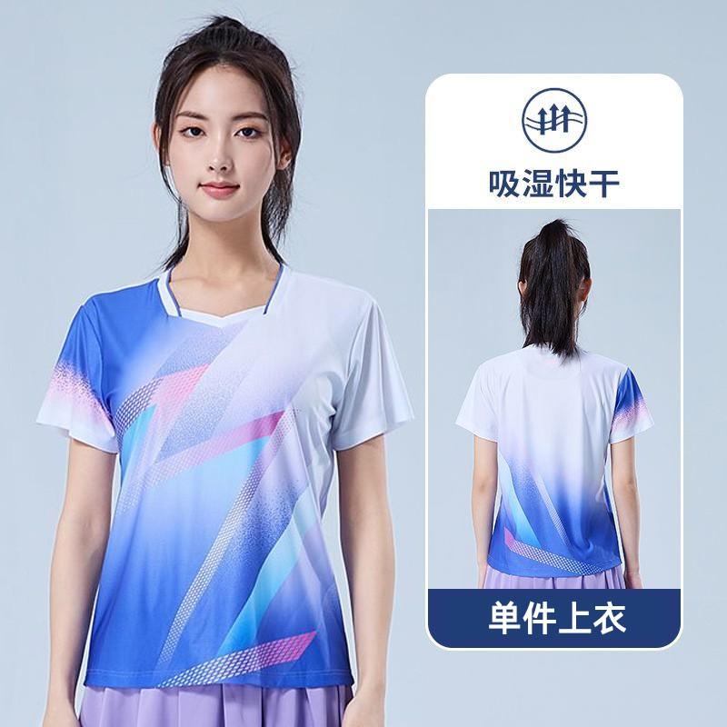 Quick-Dry Badminton Shirt Unisex Short Sleeve Training Top Tennis Ping Pong Sports Wear
