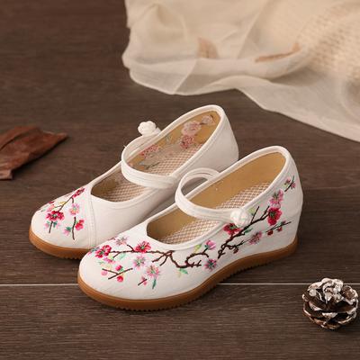 Zapatos de cuña Mary Jane Bordados Estilo Chino | Amigables con Hanfu y Qipao para el Viaje Diario | Zapatos Estilo Antiguo