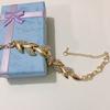 Adjustable Golden Leaves Rhinestone Bracelets Elegant Leaf Bangle for Women