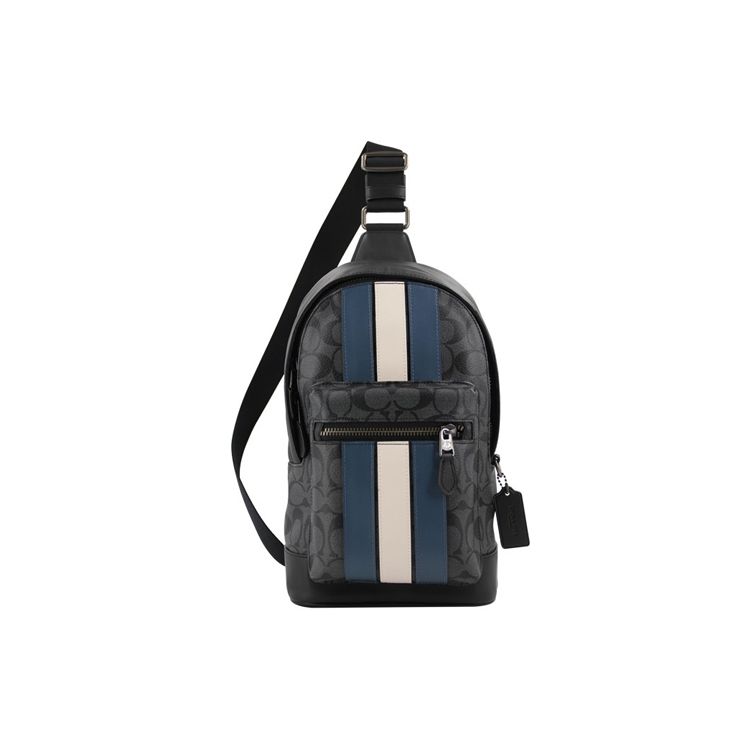 

Coach West 20 Printed Color Block Blue And White Striped Leather Crossbody Bag Men crossbody bag Charcoal Multicolor 2999-QBOH0 Basic Set (Bag+Dust Bag)