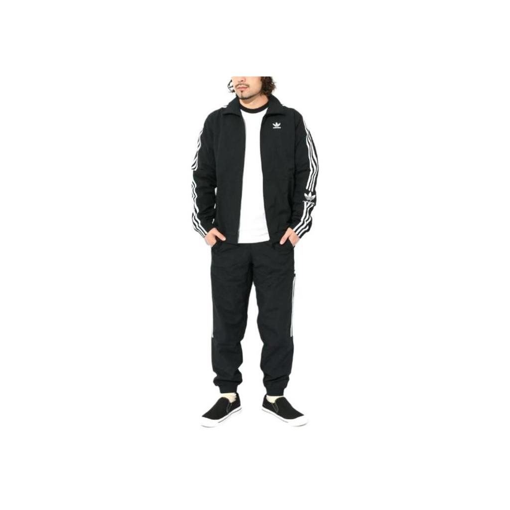 Adidas Originals Trefoil Logo Stripe Print Jacket Men Outerwear Black IA6359