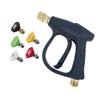 1 Set Black Short Handle High Pressure Washer Gun M22-14 Thread 1/4" Quick Connect Nozzle Car Cleaner Diy Accessories