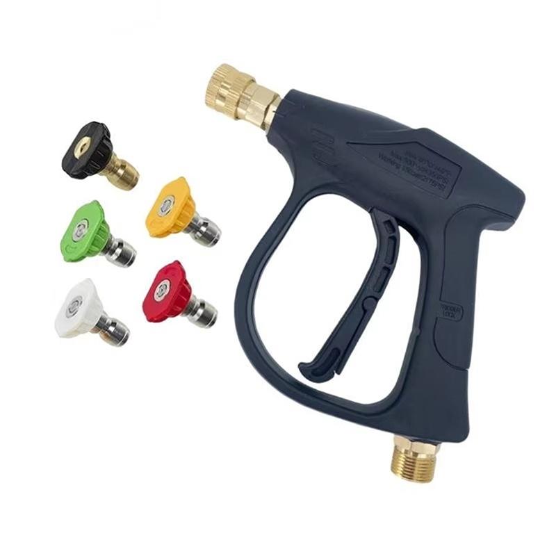 

1 Set Black Short Handle High Pressure Washer Gun M22-14 Thread 1/4 Quick Connect Nozzle Car Cleaner Diy Accessories B