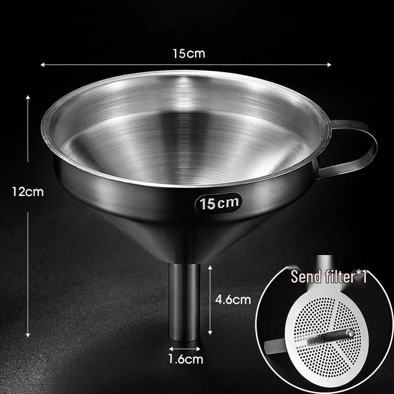 304 Stainless Steel Oil Funnel with Filter – Small Diameter, Food Grade for Household Use