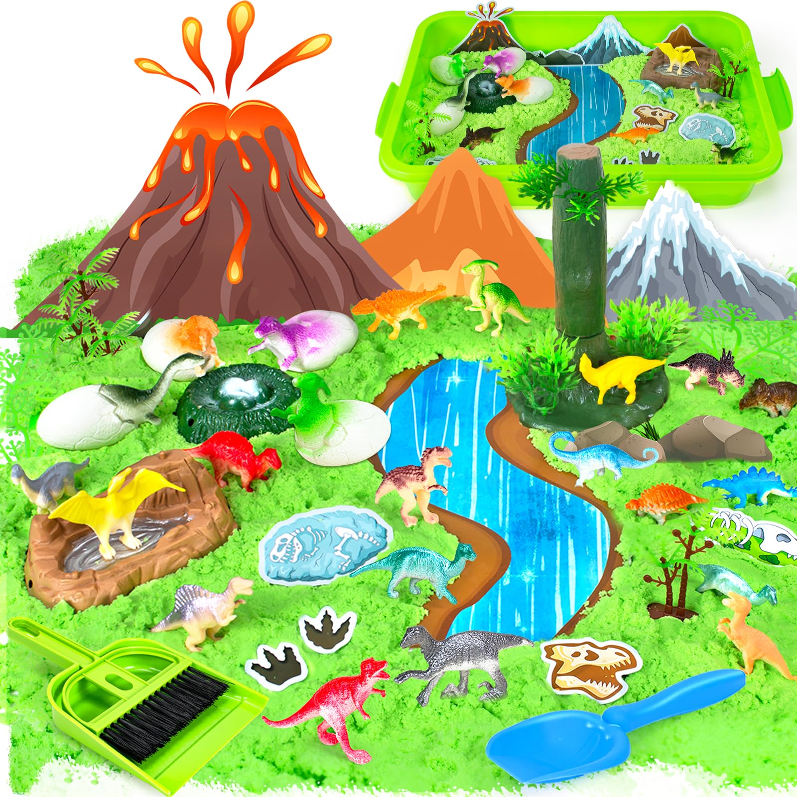 

Hymaz Игрушка для игры с песком Набор для песочницы Песок Глина Песочница Уличная DIY Модельная глина Набор для песочницы для дома Детская коробка для хранения песка и глины в комплекте Подарок на день рождения для мальчиков зелёный