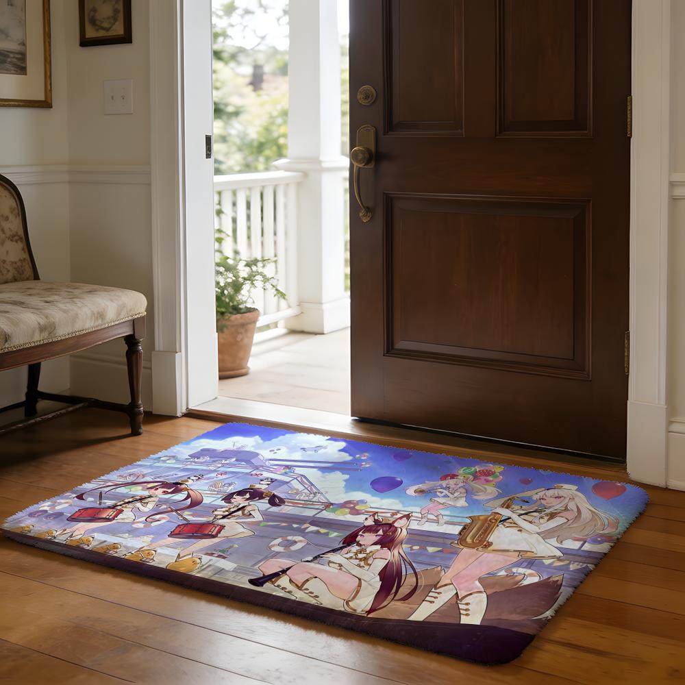 Azur Lane Anime Cartoon Floor Mat Soft Flannel Absorbent Mat Non-Slip Rug Home Bedroom Bathroom