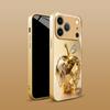 Luxus Juwel Für Apfelmuster Gold Metallic Lack Glas Handyhülle Für iPhone 17 16 15 14 13 12 11 Pro Max Plus 17Air 16E Hülle
