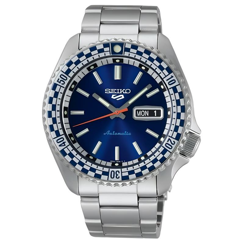 SEIKO 100 meters waterproof fashion style automatic/manual mechanical movement Steel Strap 42.5mm men s watch blue dial SRPK65 синий