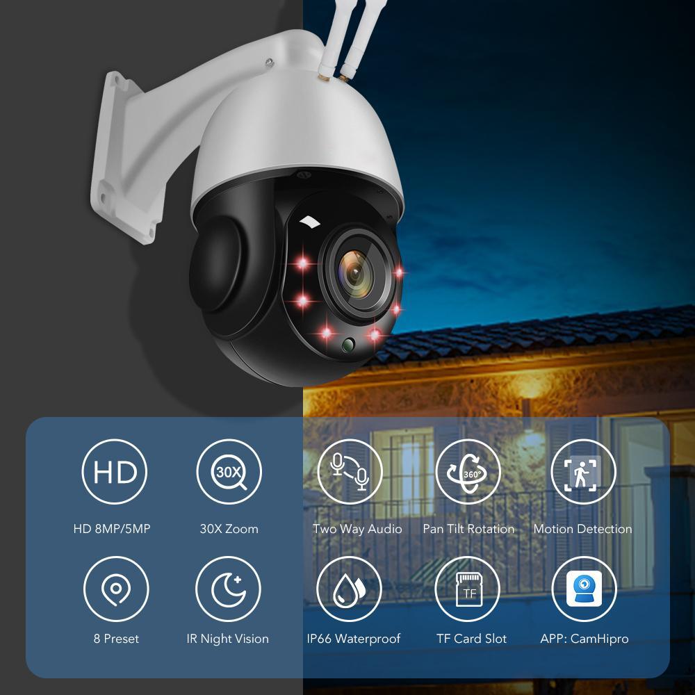 8MP Outdoor PTZ IP POE Kamera mit Schwenk-Neige-Funktion, 20x optischem Zoom und Personenerkennung, Speed-Dome-Überwachungskamera mit 320ft IR-Nachtsicht, Auto-Tracking
