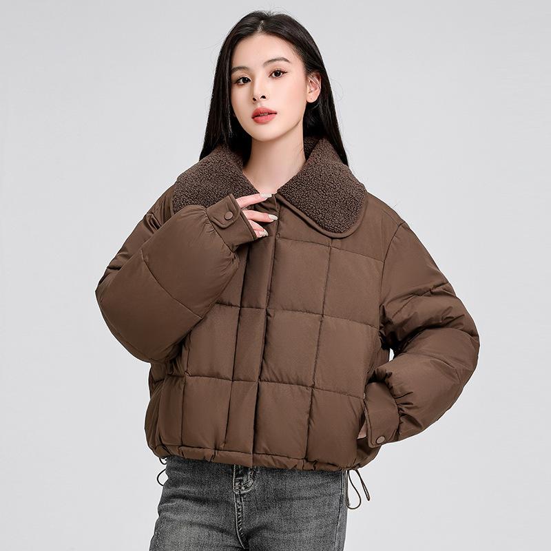 Down padded clothes women's winter clothes small padded jackets knitted doll collar short padded jackets