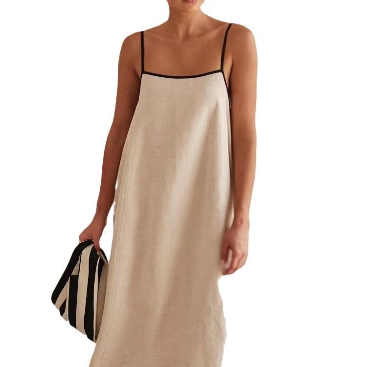 Fashion Color Collision Halter Swing Dress 2025 Solid Color Comfortable Leisure Elegant And Beautiful Women's Dresses