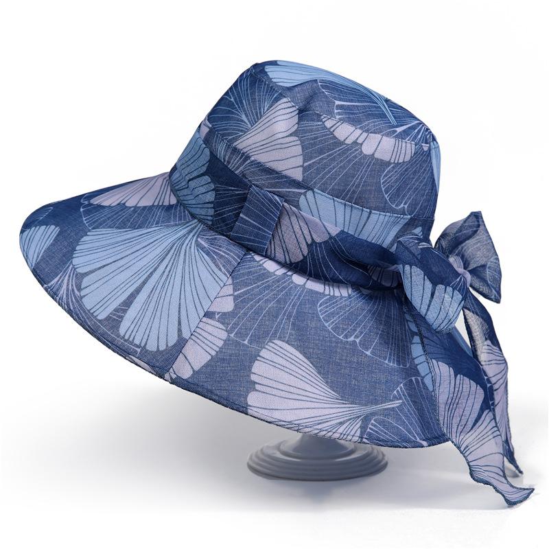 Summer Outing Sunscreen Mother Bucket Hat Thin Breathable Elegant Ladies Sun Hat Beach Sun Hat Foldable