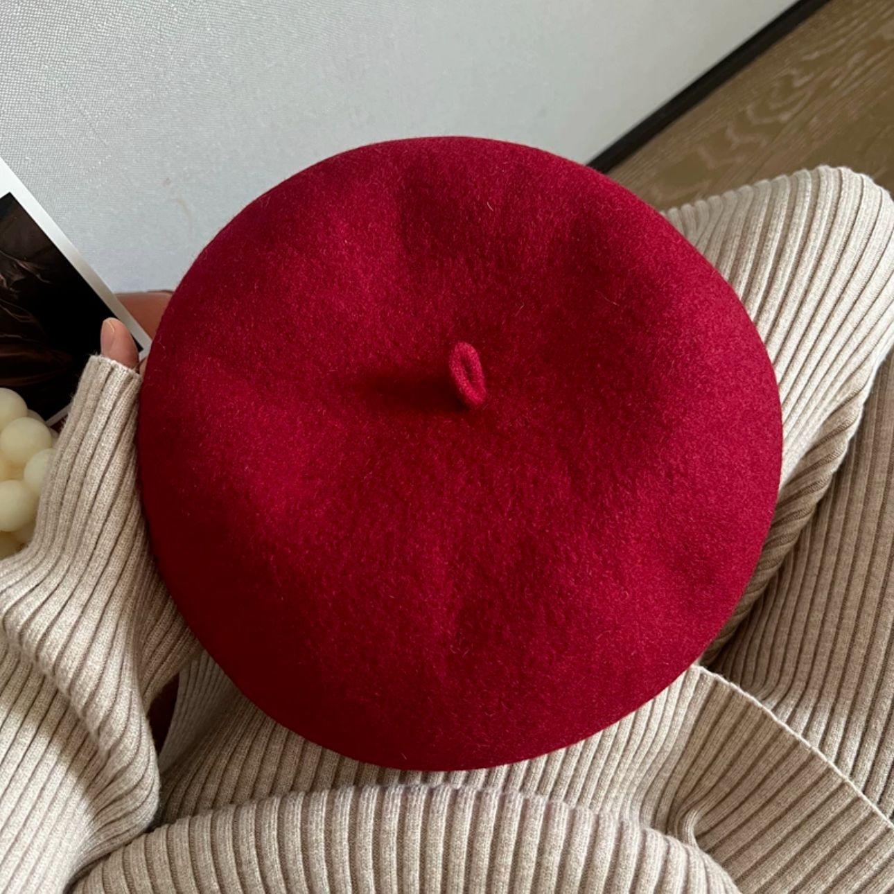 

Show a small face~ Good version upgrade three-dimensional modeling wool beret women s beige wear autumn and winter painter hat M（56-58cm）